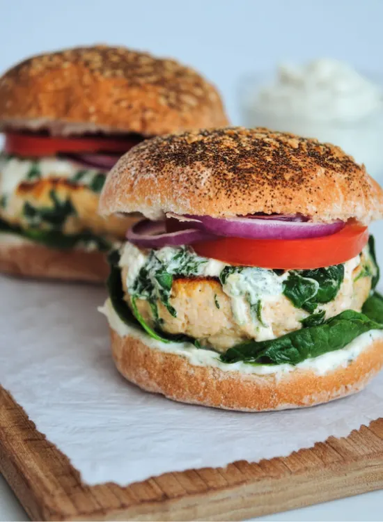 Spinach Feta Turkey Burgers