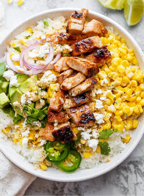 Street Corn Chicken Rice Bowl