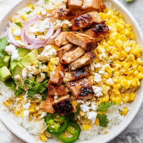 mexican street corn chicken bowl