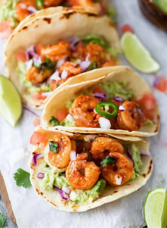 shrimp tacos with slaw