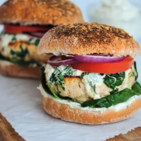 turkey burgers with feta cheese and spinach