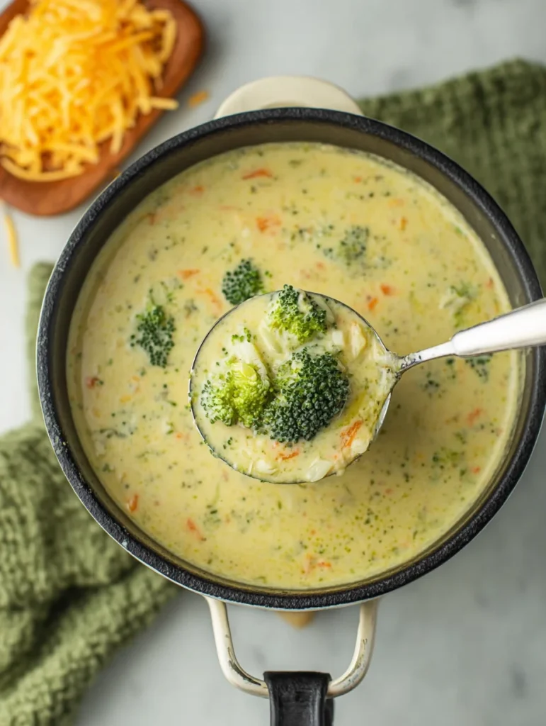 High Protein Broccoli Cheddar Soup.
