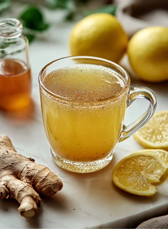 A graphic or photograph representing a holistic wellness approach to weight loss, incorporating visual elements such as a pair of running shoes for physical activity, a tranquil scene for stress management, a comfortable bed for adequate sleep, and a glass of water for proper hydration, reinforcing that the drink is part of a comprehensive lifestyle
