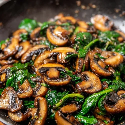 Sauteed Mushrooms with Spinach.