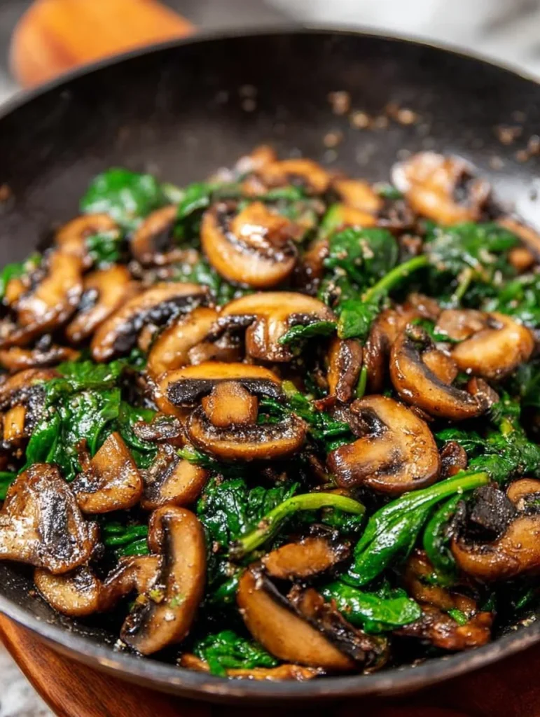 Sauteed Mushrooms with Spinach.