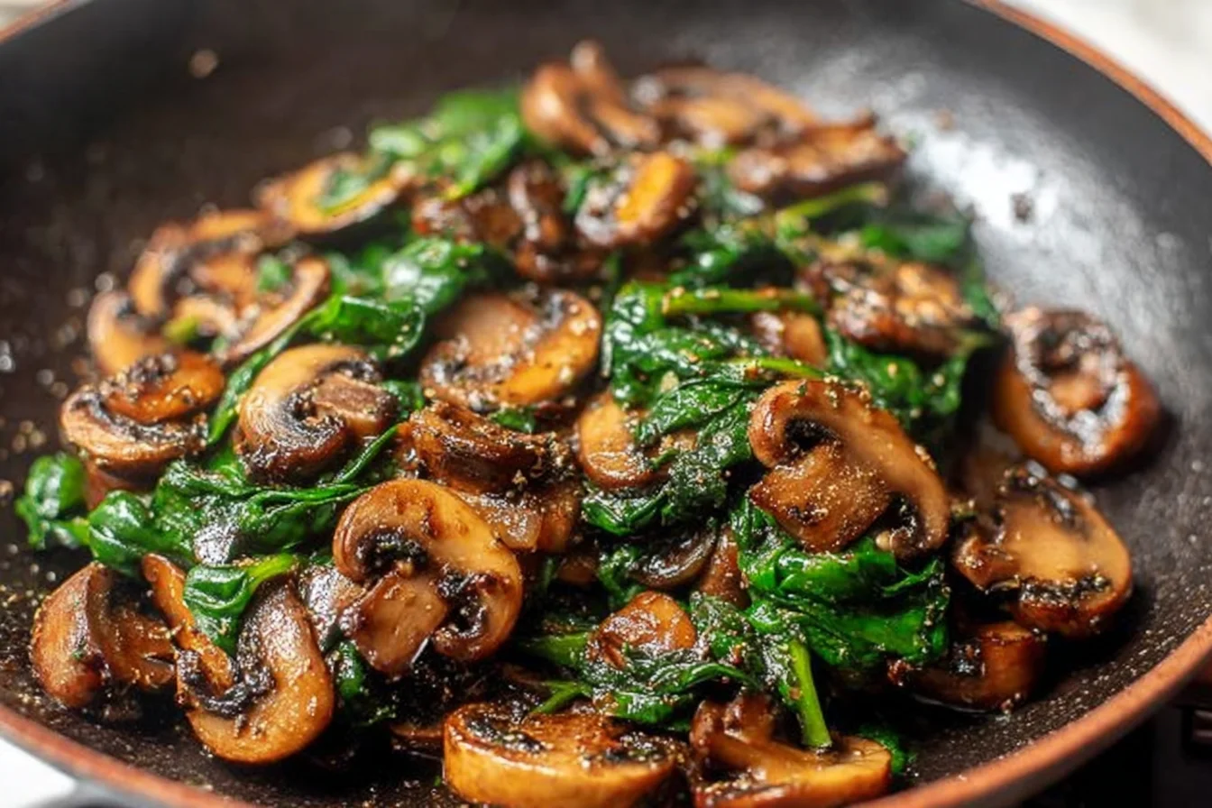 Sauteed Mushrooms with Spinach.