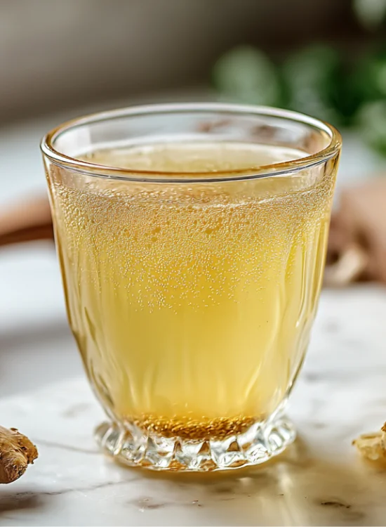 A vibrant close-up of "The Signature Natural Zepbound Drink" in a clear glass, showcasing the individual layers of raw apple cider vinegar, fresh lemon juice, grated ginger, and cinnamon powder, with chia seeds visibly suspended and a sprig of mint for garnish. This image represents the core recipe for natural appetite control and fat-loss