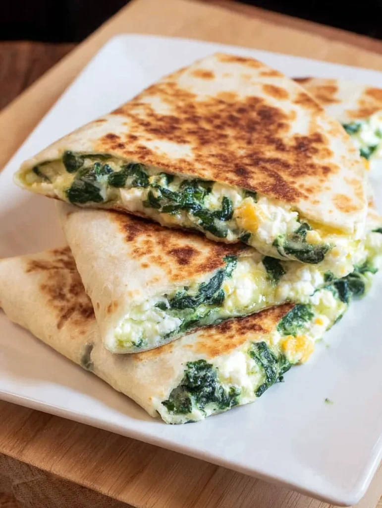Spinach and Feta Quesadillas.