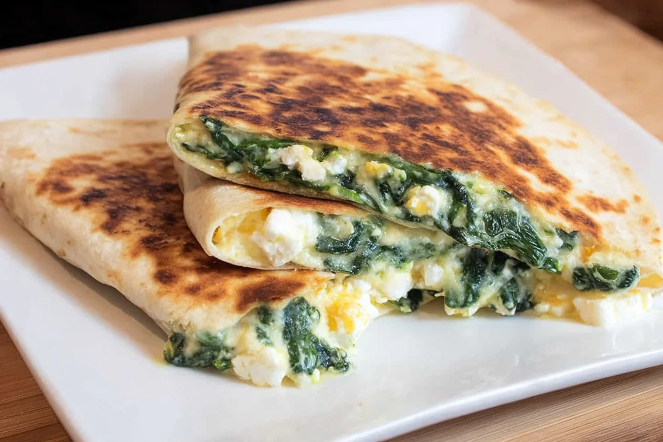 Spinach and Feta Quesadillas.