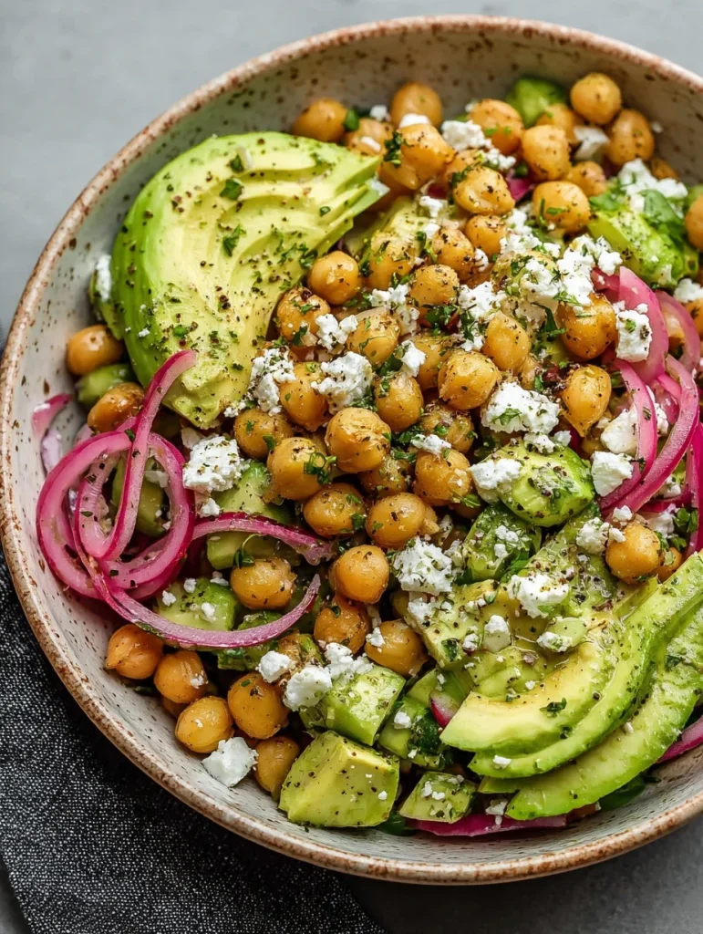 Chickpea Feta Avocado Salad