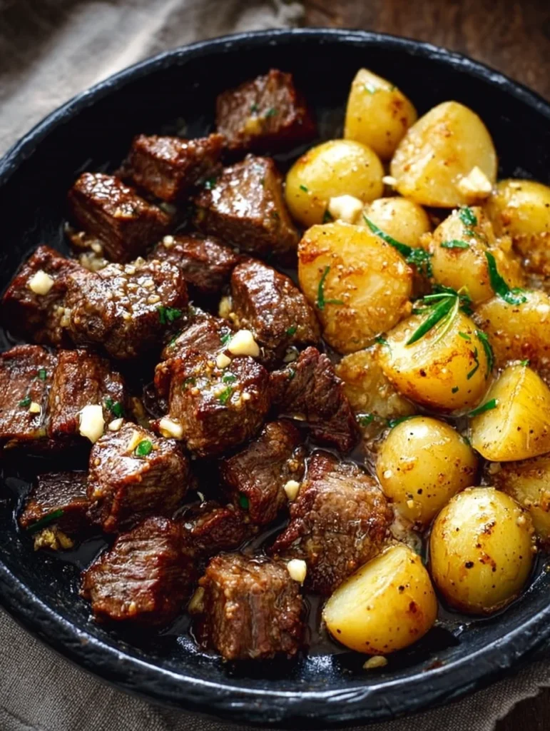 Garlic Butter Beef Bites with Potatoes