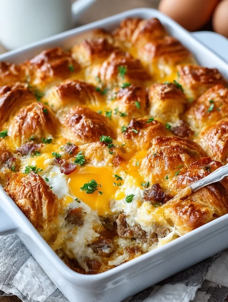 Overnight Croissant Breakfast Casserole