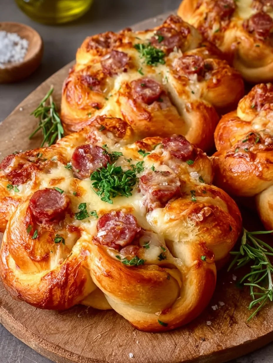 Savory Flower Buns with Cheese and Sausage