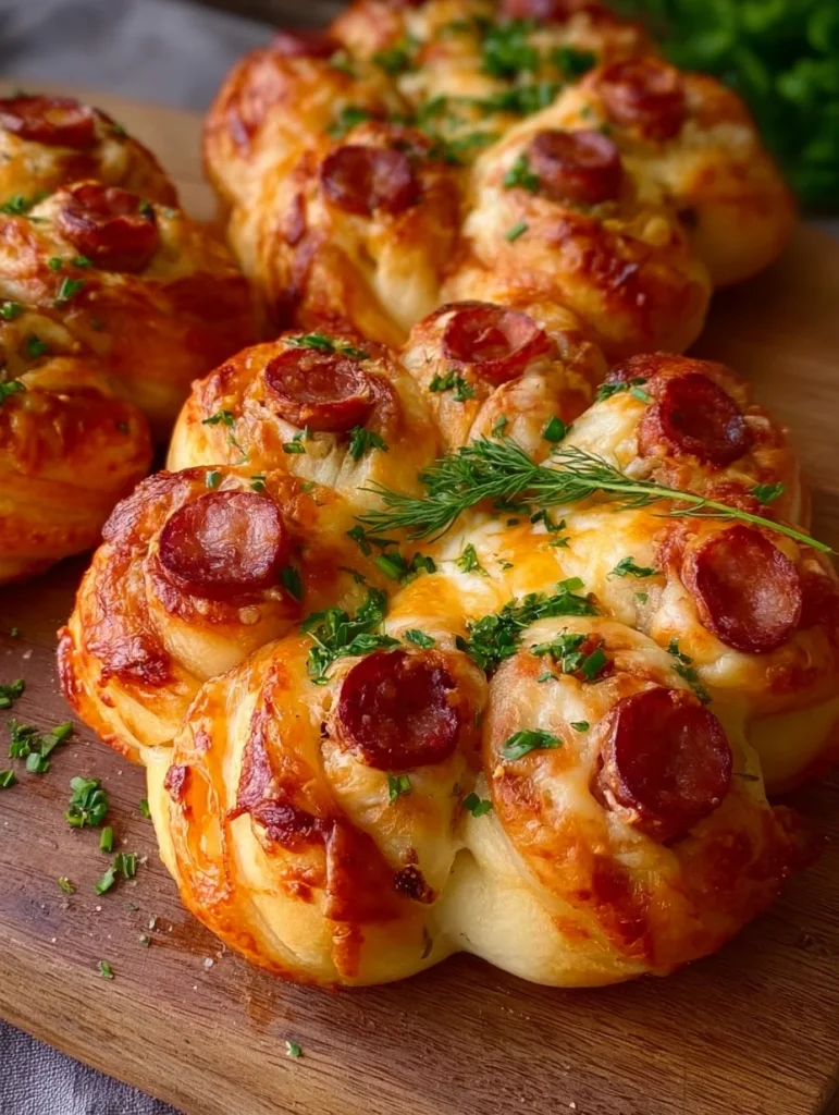 Savory Flower Buns with Cheese and Sausage