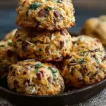 Golden brown breakfast protein biscuits on a baking sheet with melted butter