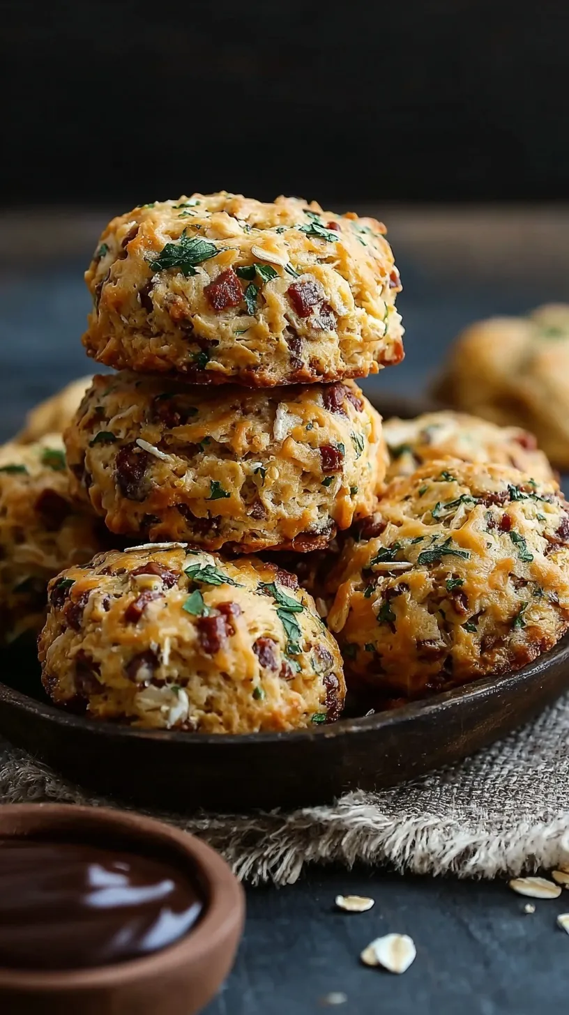Golden brown breakfast protein biscuits on a baking sheet with melted butter