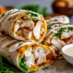 Golden toasted flour tortillas filled with melted cheese and creamy garlic chicken.