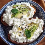 A bowl of creamy vegan tofu ricotta garnished with fresh herbs and a lemon wedge