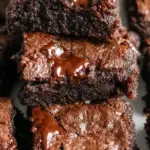 Fudgy chocolate brownies made with Greek yogurt on a white plate.