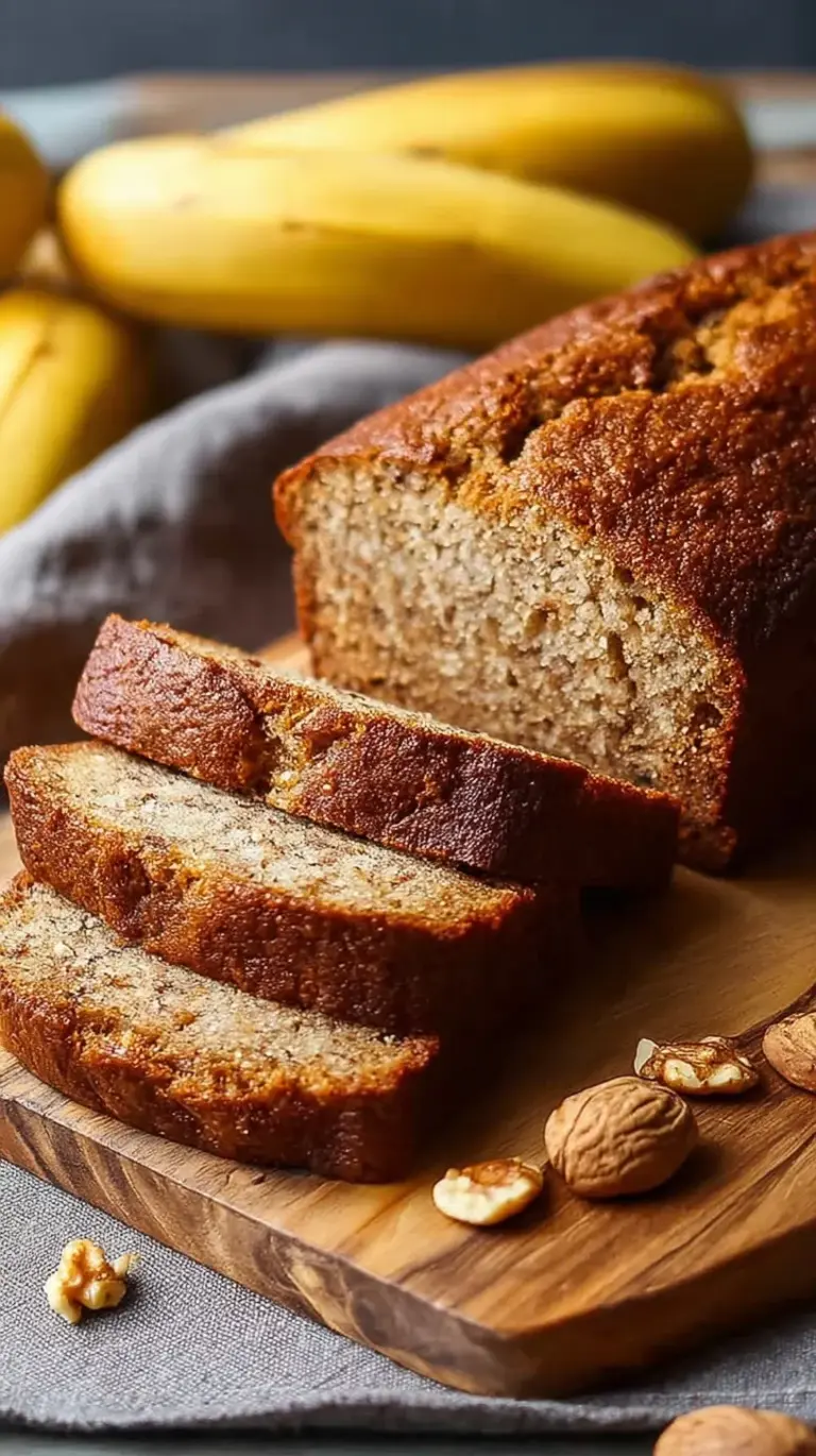 A sliced loaf of high protein banana bread on a wire cooling rack