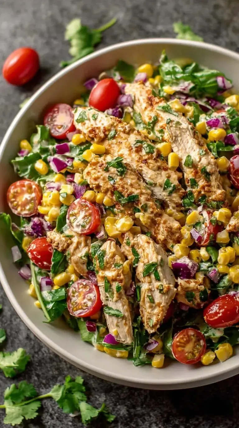 A bowl of creamy high protein chicken salad with fresh dill and celery