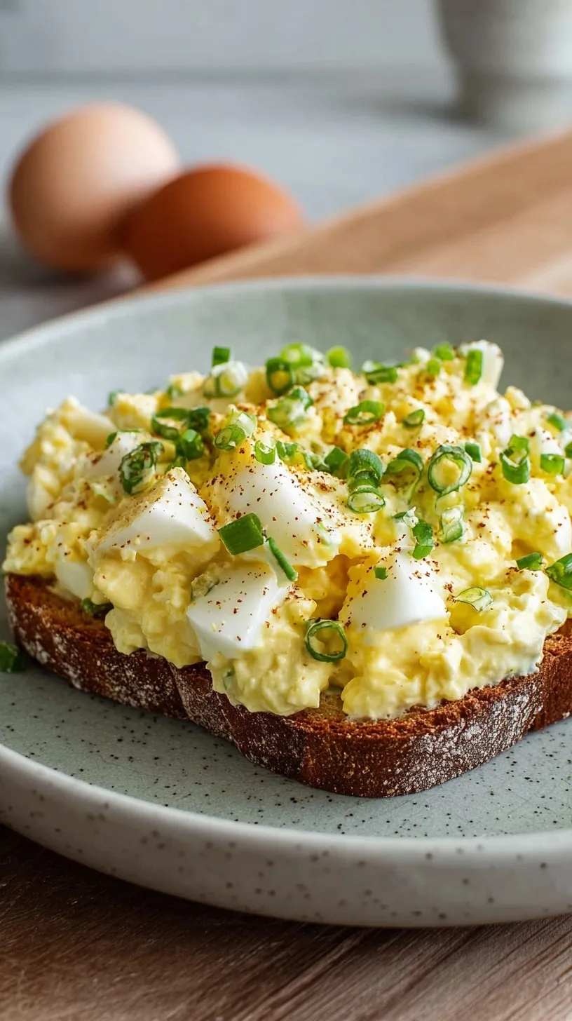 A bowl of creamy cottage cheese egg salad topped with fresh chives and smoked paprika
