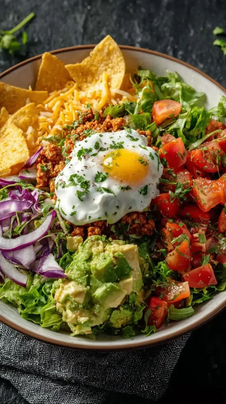 A bowl of high-protein nachos with creamy cottage cheese sauce and fresh cilantro.