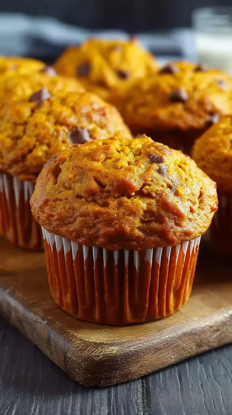 A stack of golden brown pumpkin muffins on a wire cooling rack with a white background