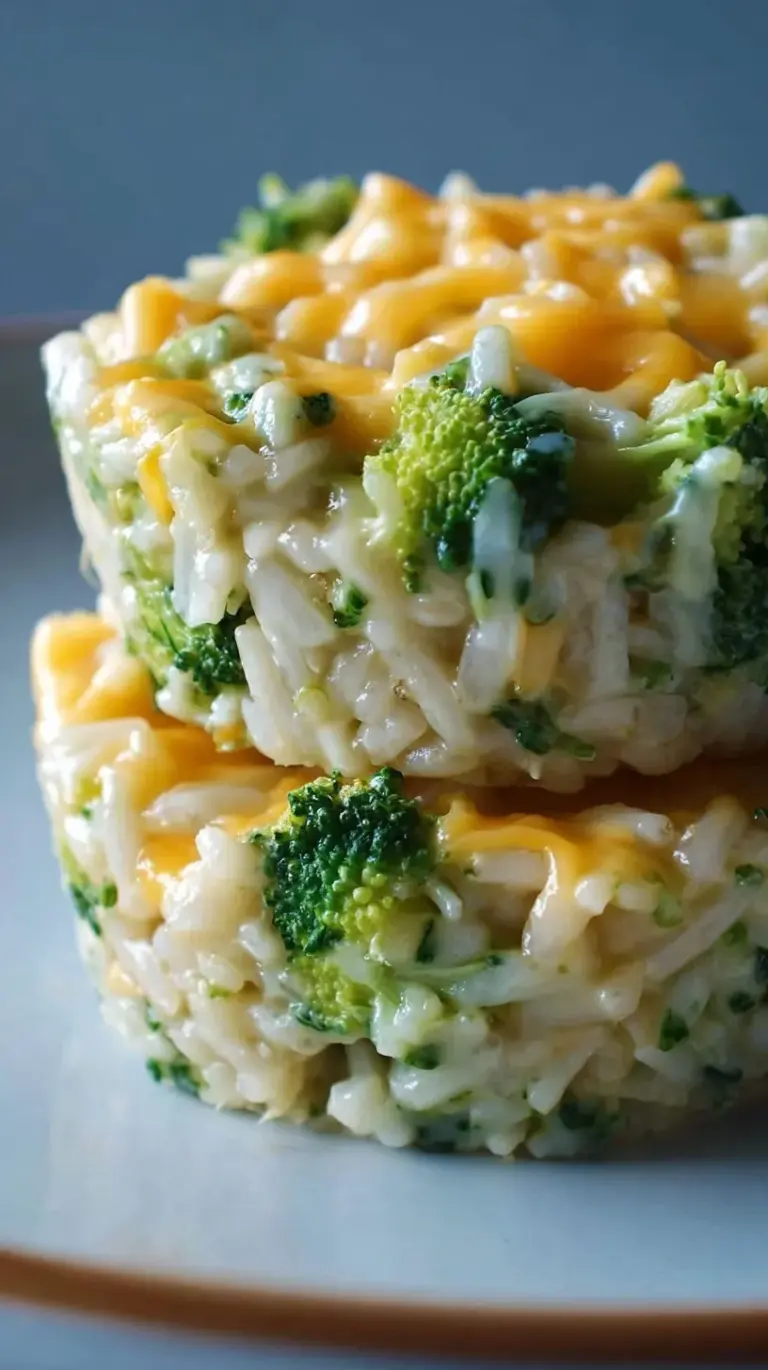 Golden brown broccoli cheddar rice cups in a muffin tin