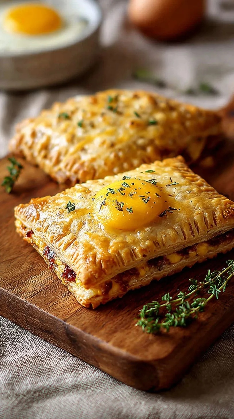 Golden brown savory breakfast pop-tarts on a parchment-lined baking sheet