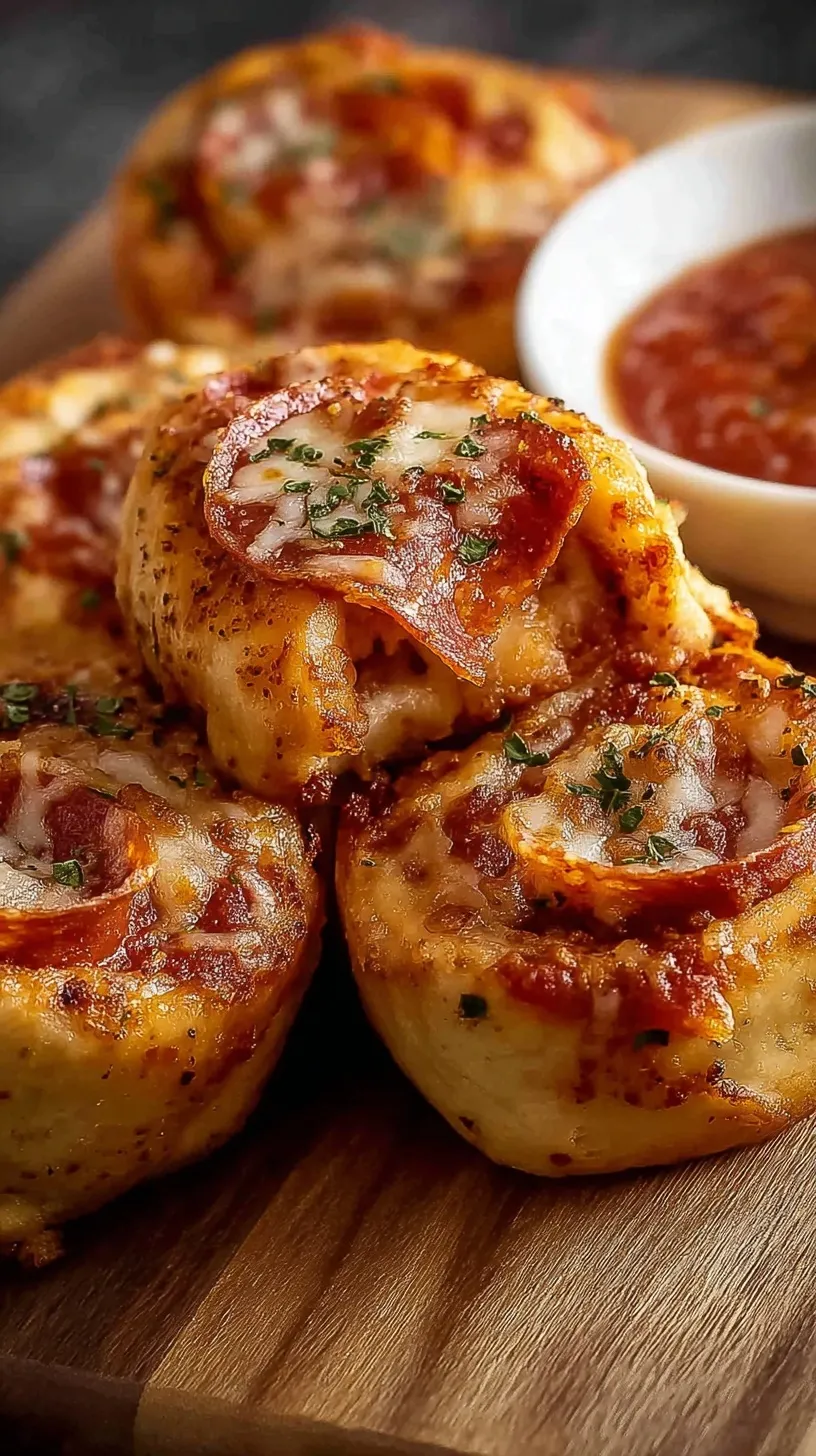 Golden brown high protein pizza rolls with melted cheese and turkey pepperoni on a baking sheet.