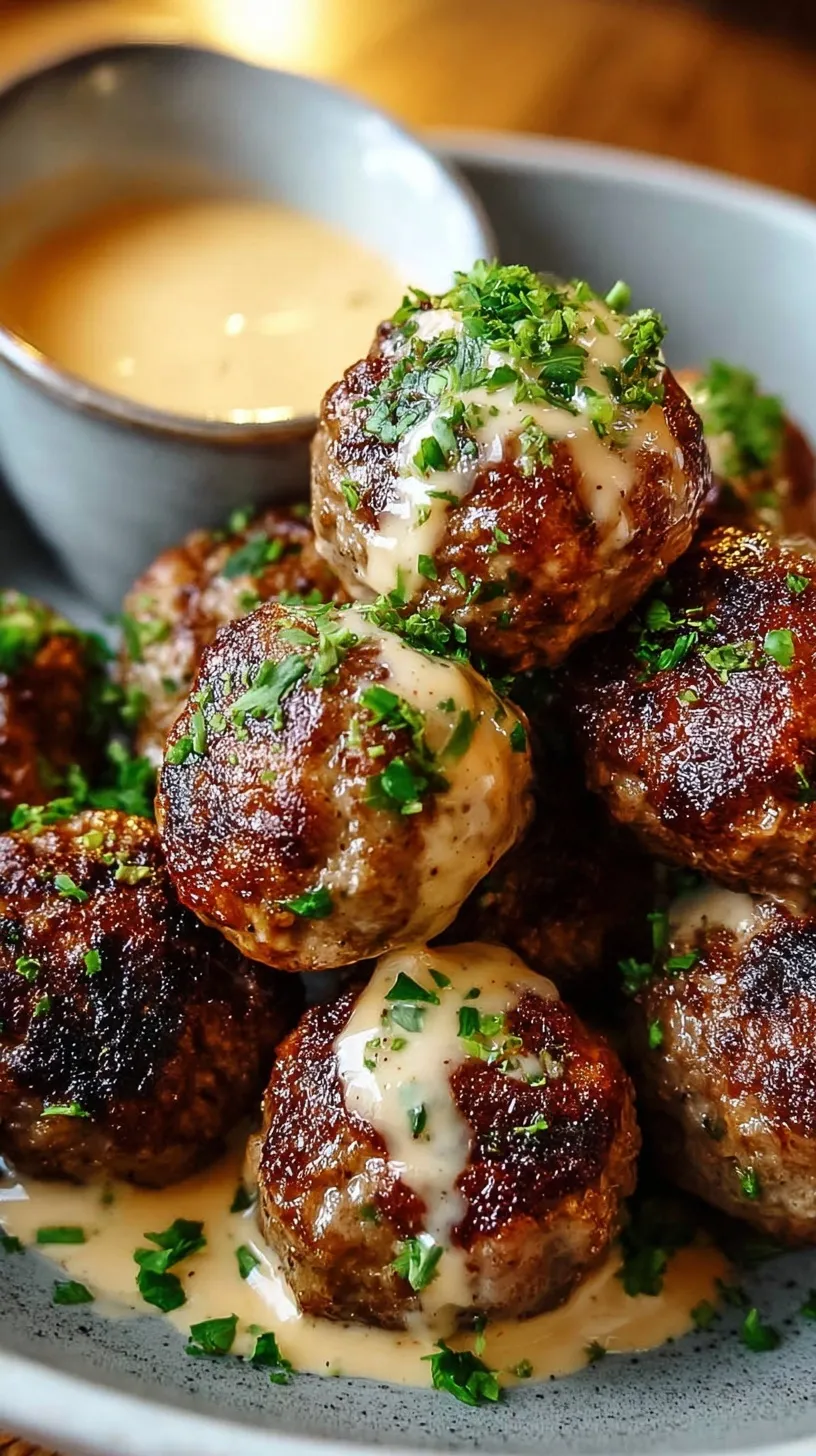 Golden baked beef meatballs glazed in a glossy red Korean BBQ sauce served with creamy spicy mayo.