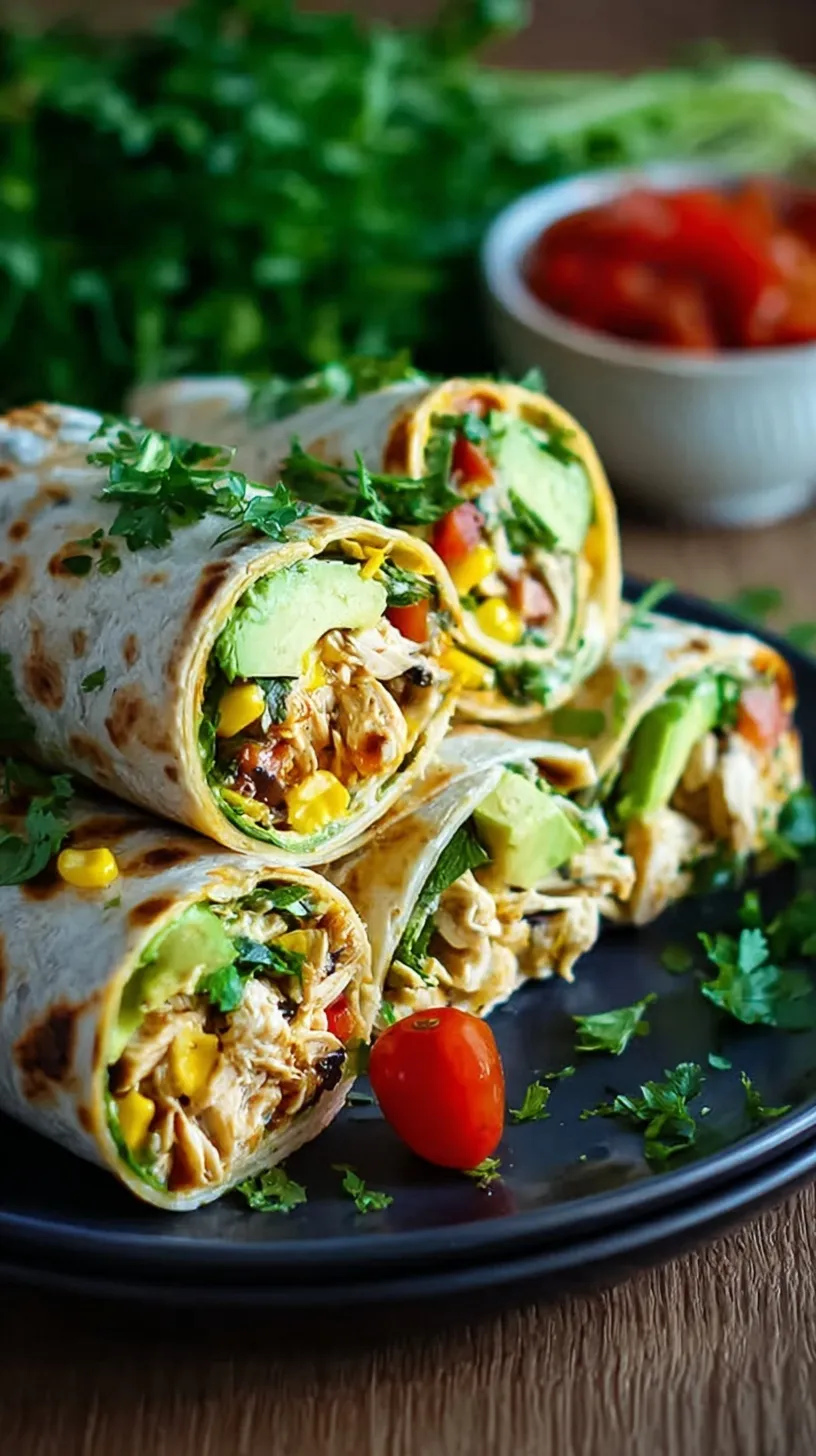 Golden toasted chicken roll ups sliced on a plate with fresh cilantro