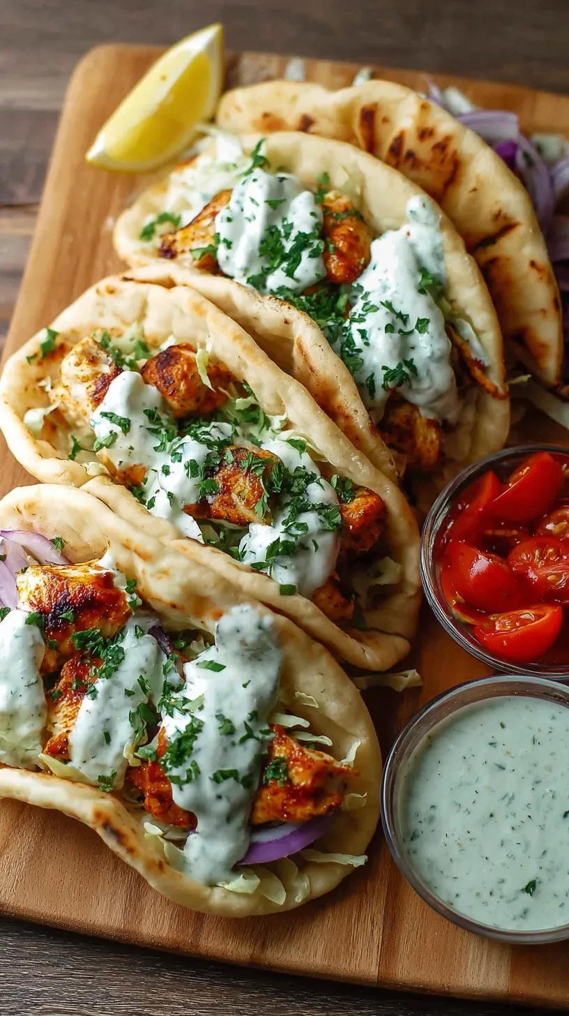Golden roasted chicken strips and colorful bell peppers on a sheet pan next to whole wheat pitas and a bowl of creamy herby ranch.
