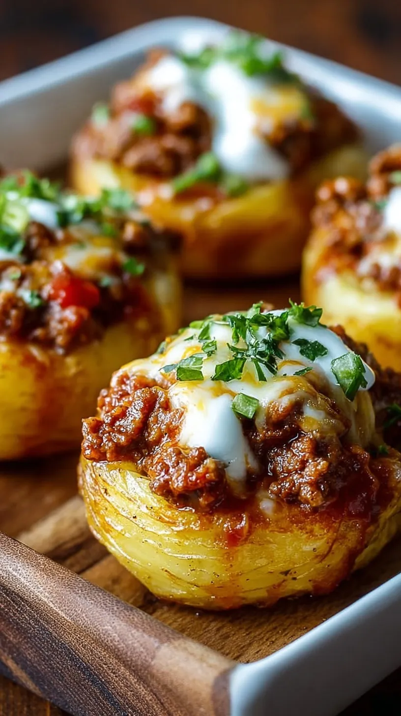 Golden brown potato nests filled with savory ground beef and melted cheddar cheese in a muffin tin.