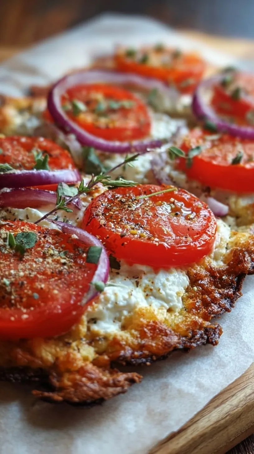 Golden brown cottage cheese flatbread pizza topped with melted mozzarella and turkey pepperoni on a baking sheet.